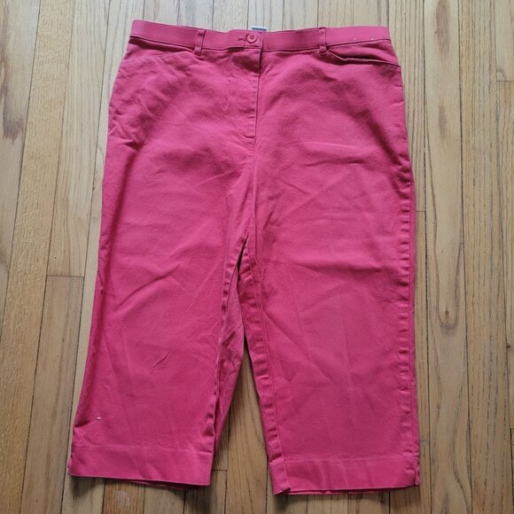 Northern Reflections Womens Essential Stretch Cropped Pants Size 12 Red Cotton B - Picture 1 of 3